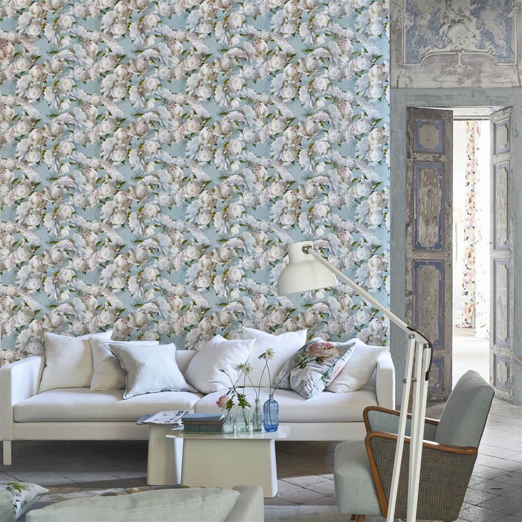 Peonia Zinc Wallpaper | Designers Guild