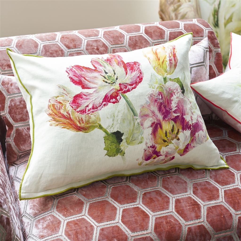 Spring Tulip Buttermilk Linen Cushion