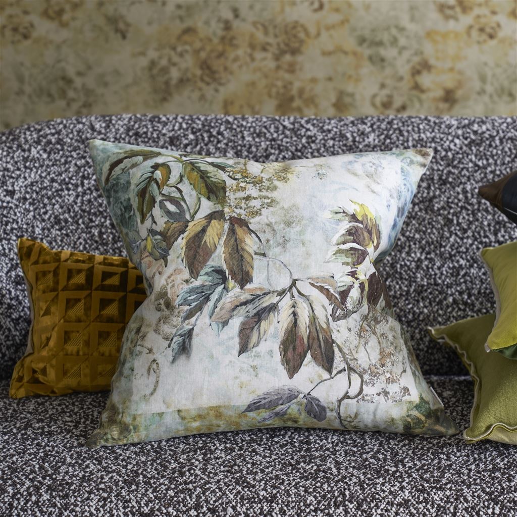 Jangal Ecru Linen Decorative Pillow
