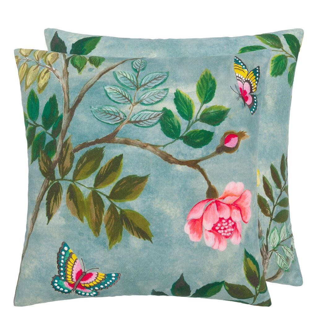 Papillon Chinois Teal Cushion 50x50cm - Without pad