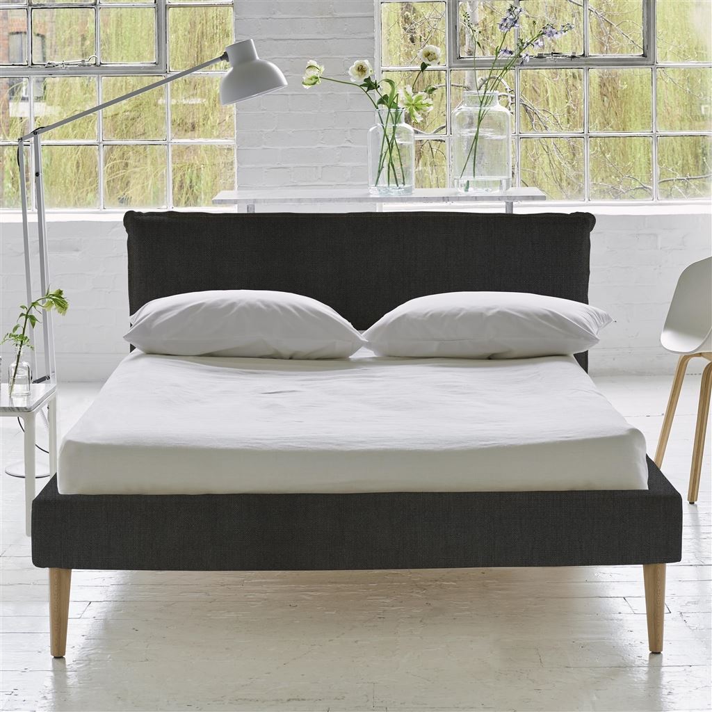 Pillow Low Bed - Double - Brera Lino Espresso - Beech Leg