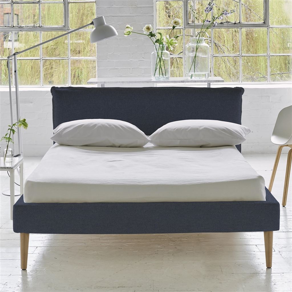 Pillow Low Bed - Double - Rothesay Denim - Beech Leg