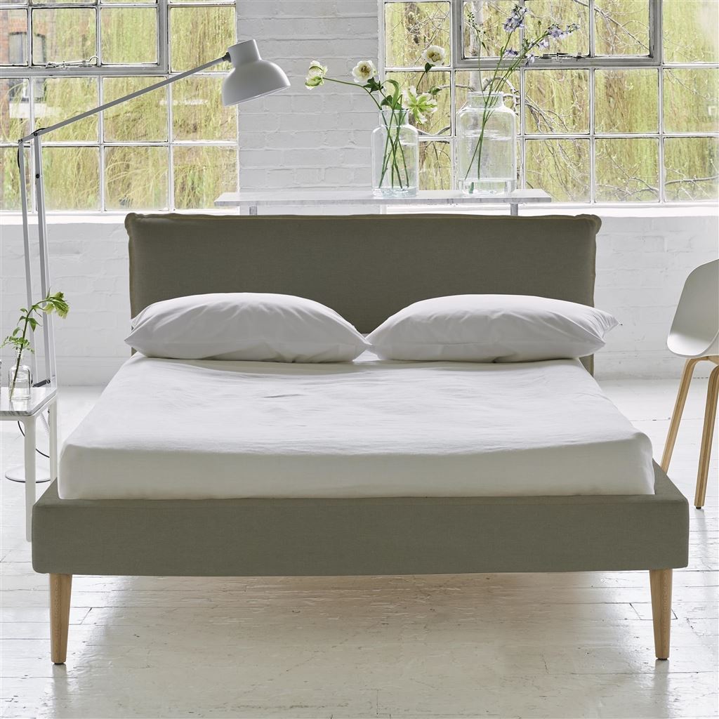 Pillow Low Bed - Double - Rothesay Linen - Beech Leg