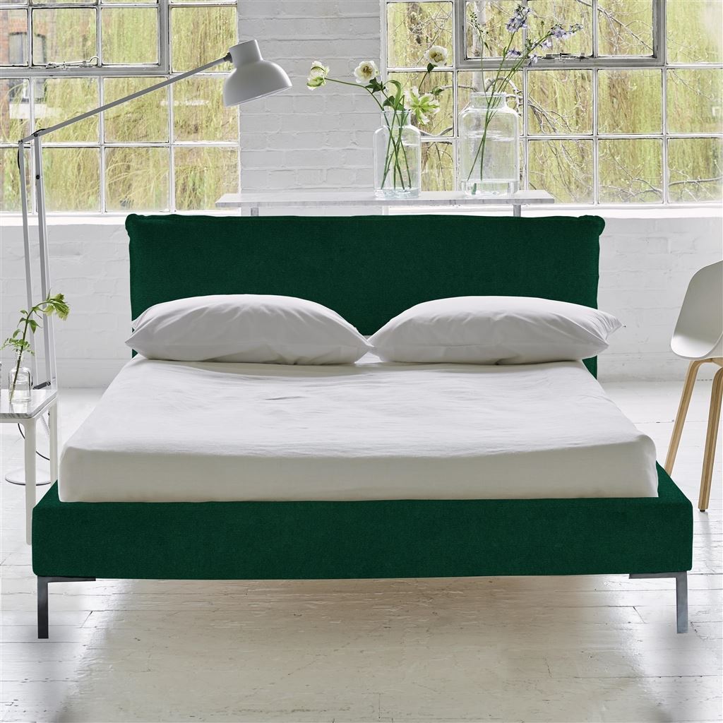 Pillow Low Bed - Double - Cassia Azure - Metal Leg