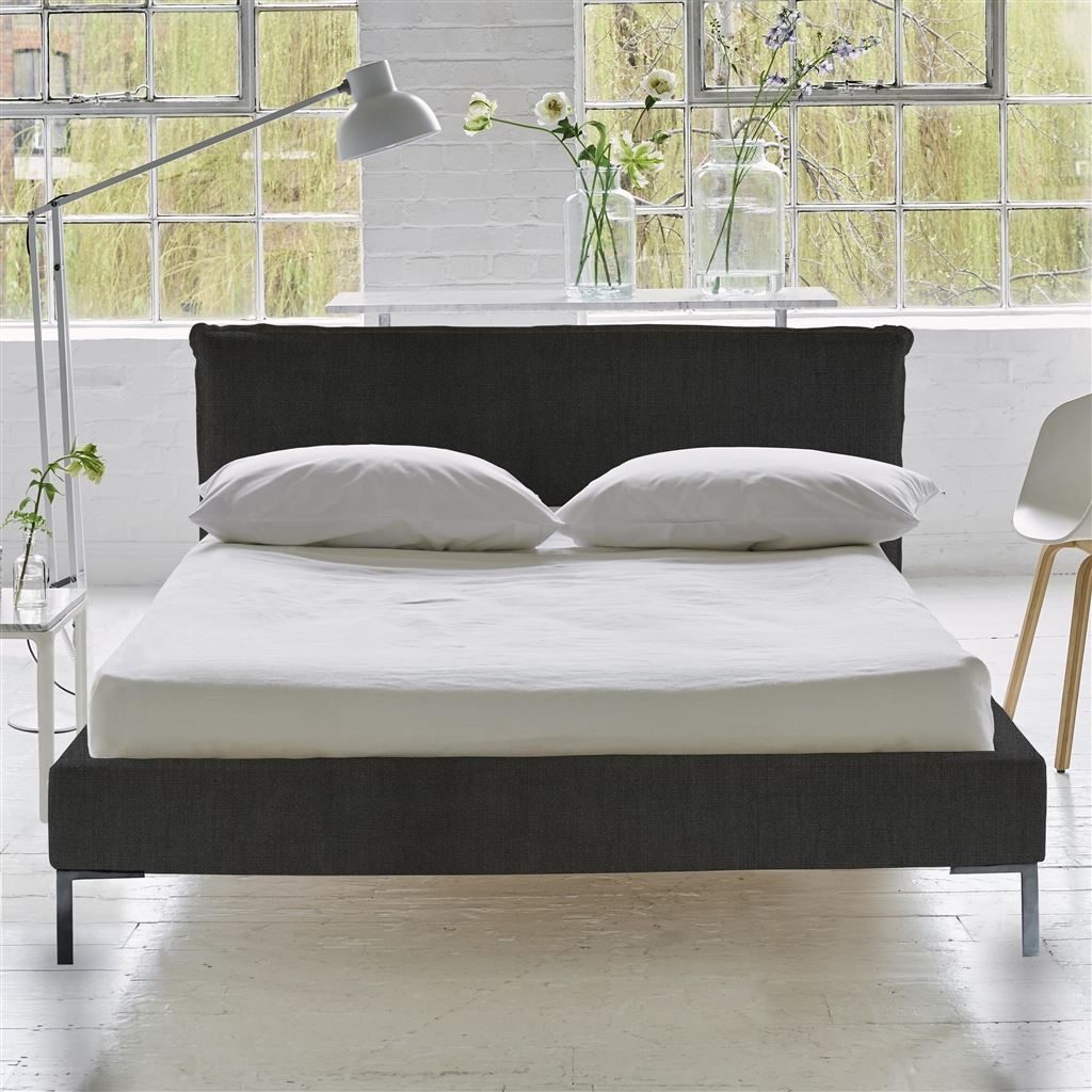 Pillow Low Bed - Double - Brera Lino Espresso - Metal Leg
