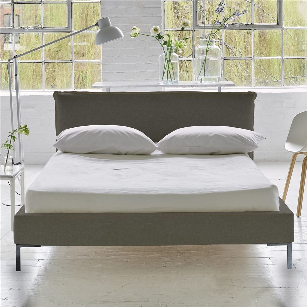 Pillow Low Bed - Double - Rothesay Pumice - Metal Leg