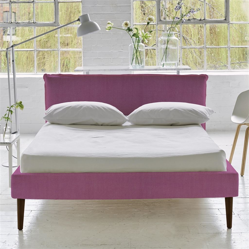 Pillow Low Bed - Double - Brera Lino Peony - Walnut Leg