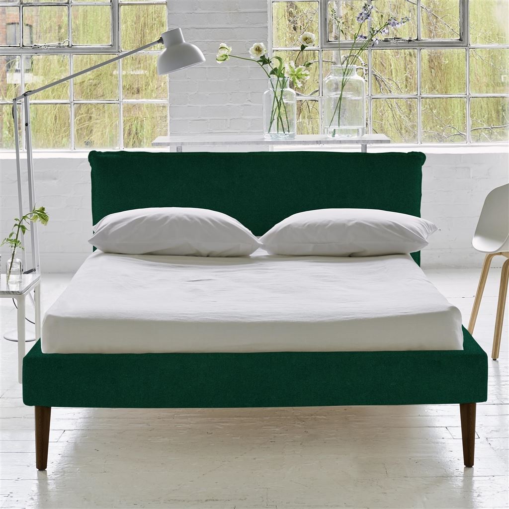 Pillow Low Bed - Double - Cassia Azure - Walnut Leg