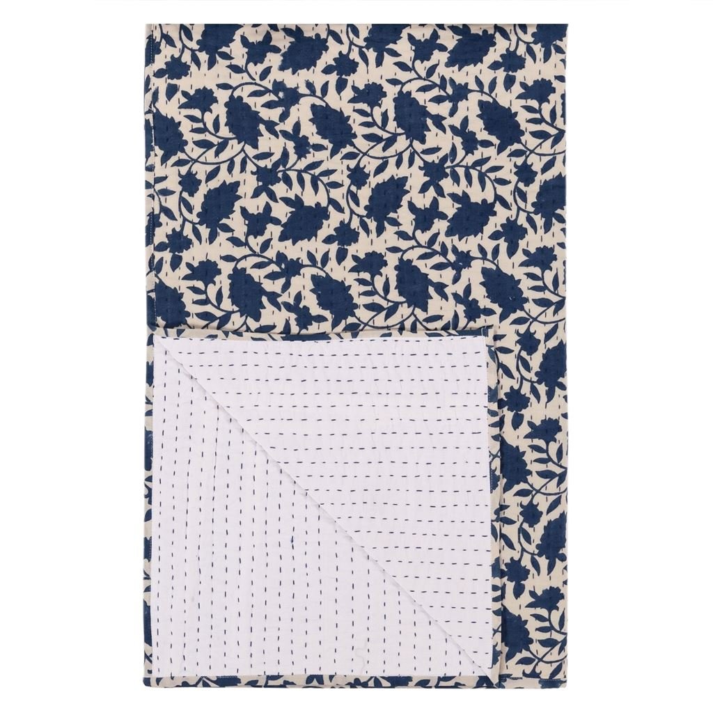 Block Printed Quilt Indigo