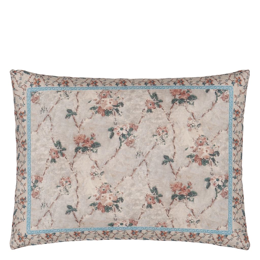 Vintage Floral Linen Cushion - Reverse