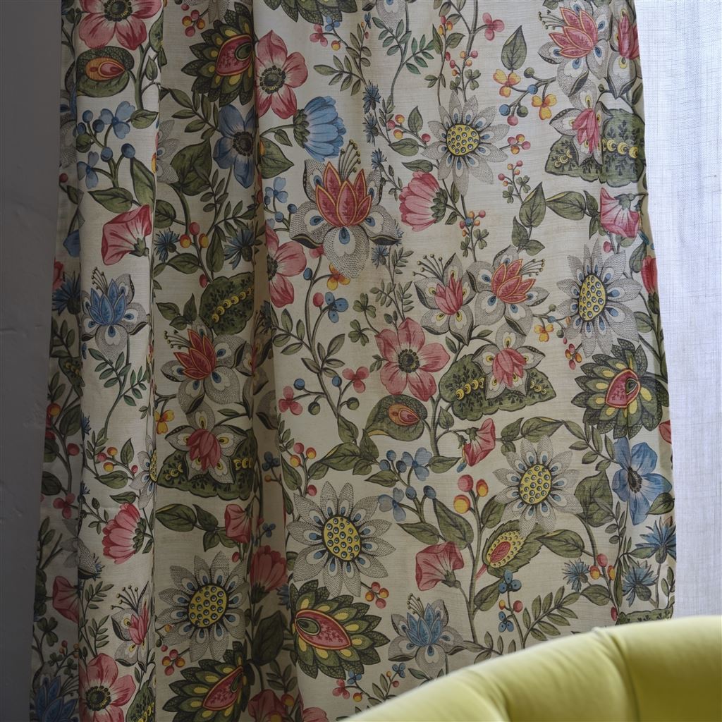 Folk Flower Parchment Fabric | John Derian