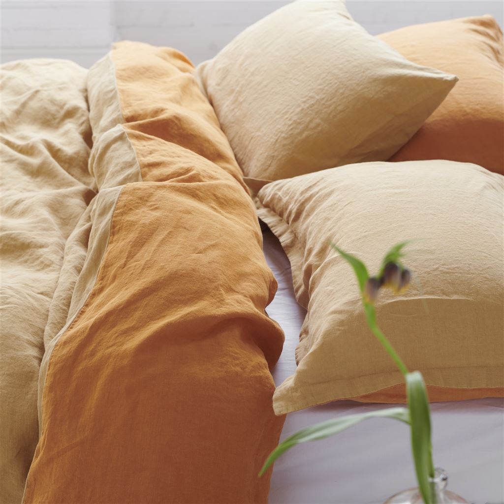 Biella Saffron & Ochre Pure Linen Bed Linen