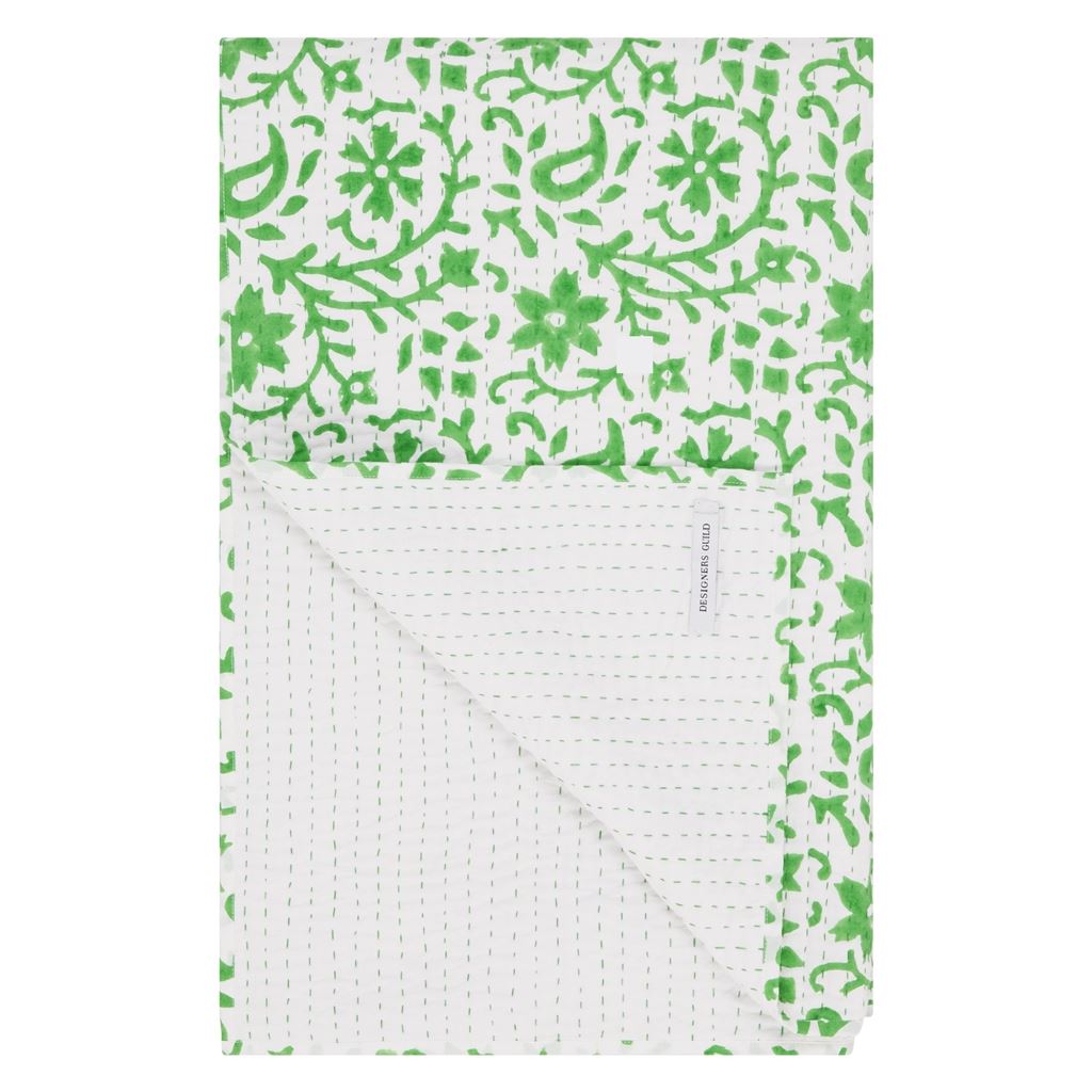 Block Printed Quilt Emerald 