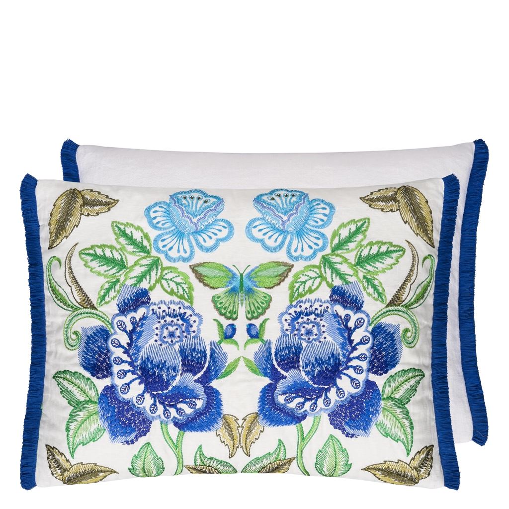 Isabella Embroidered Cobalt Cushion