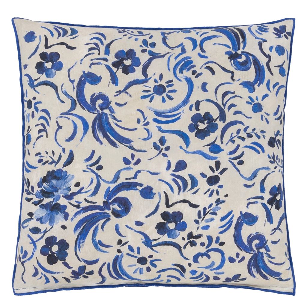 Kawana Linen Cobalt Cushion - Reverse