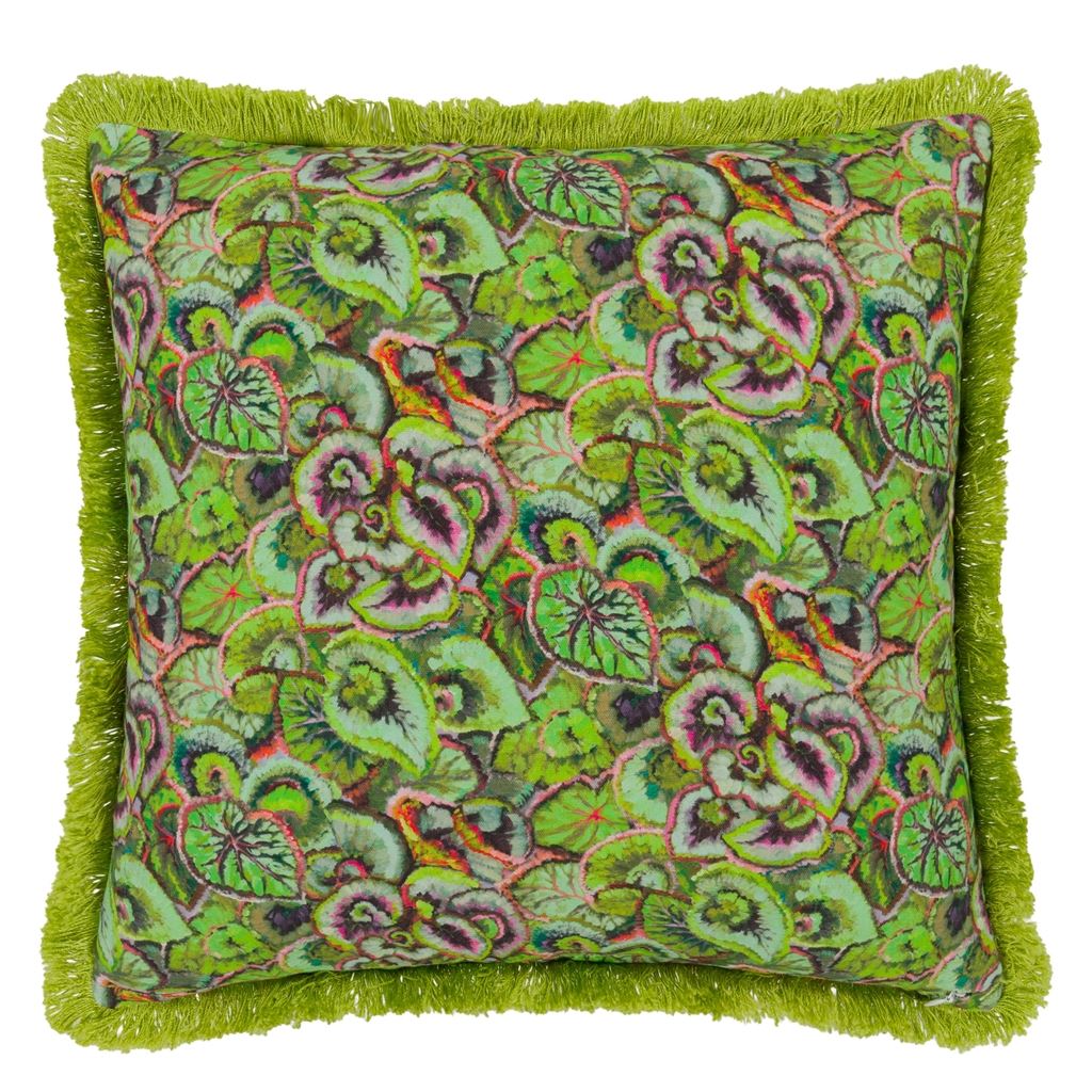 Leaf Glaze Emerald Cushion - Reverse