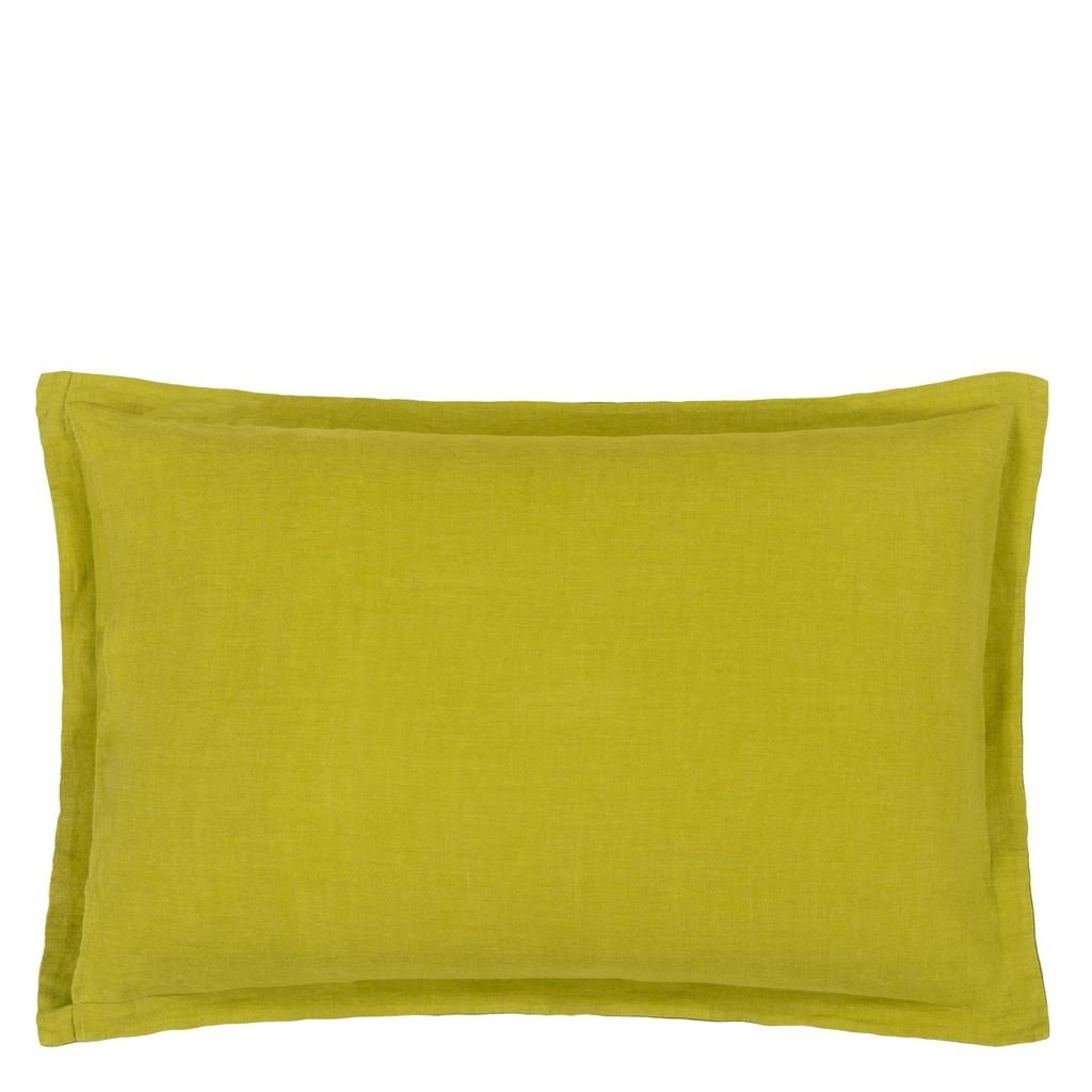 Biella Olive & Lime Oxford Pillowcase - Reverse