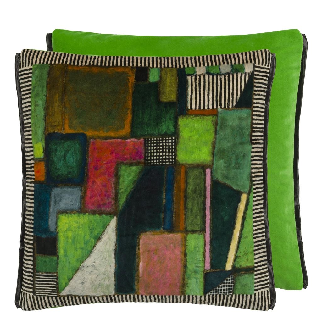 Raku Patchwork Emerald Cushion