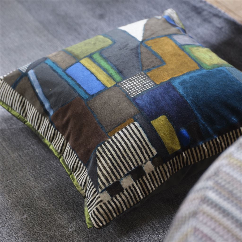 Raku Patchwork Chocolate Velvet Cushion