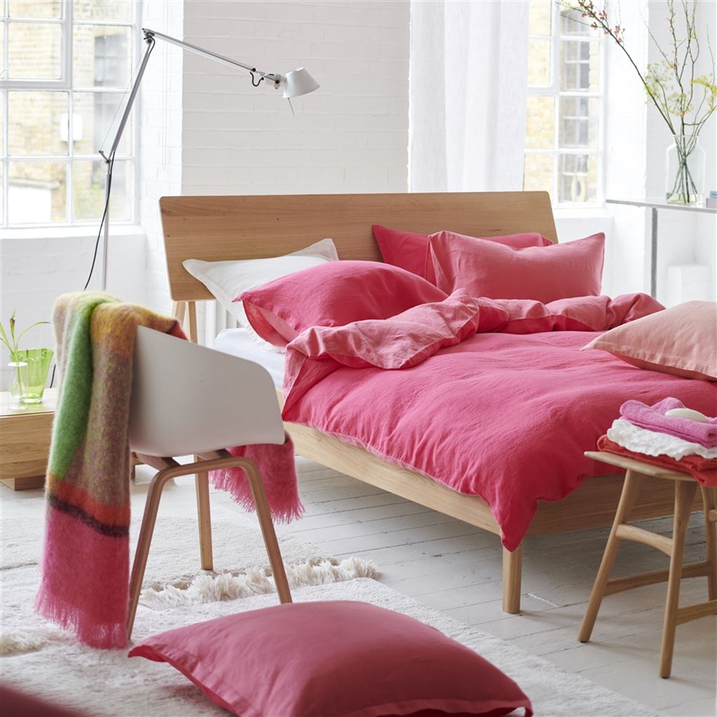 Biella Cerise & Hibiscus Linen Bed Linen