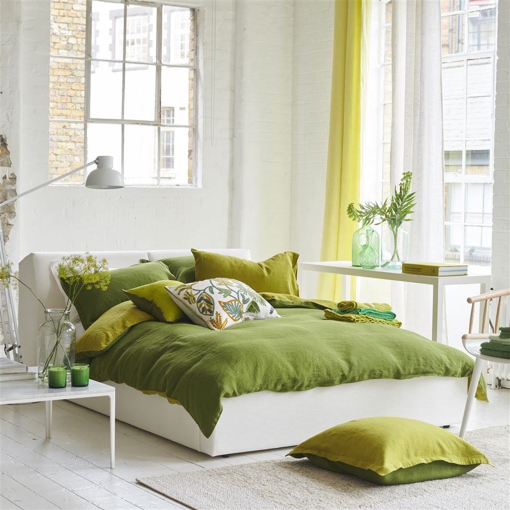 Biella Olive & Lime Linen Bed Linen