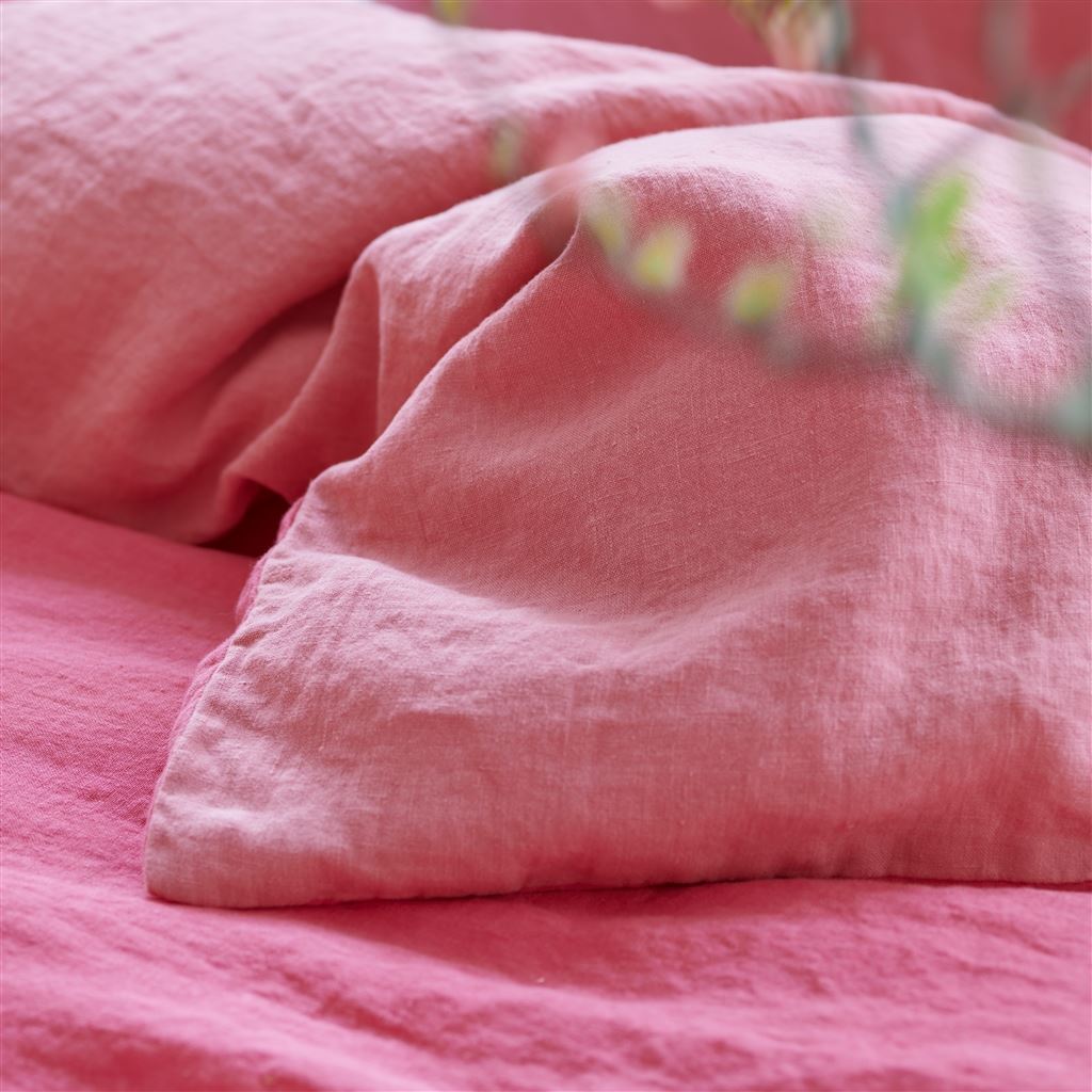 Biella Cerise & Hibiscus Linen Bed Linen