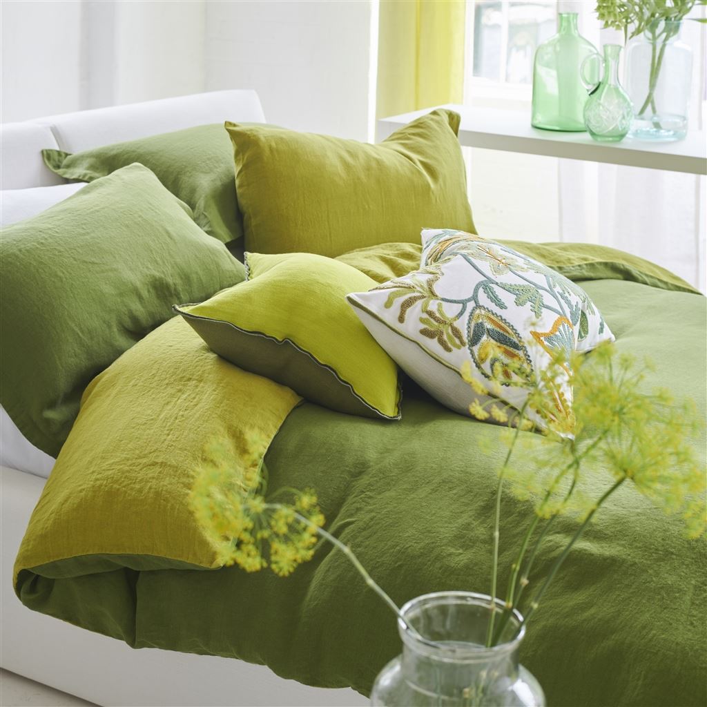 Biella Olive & Lime Linen Bed Linen