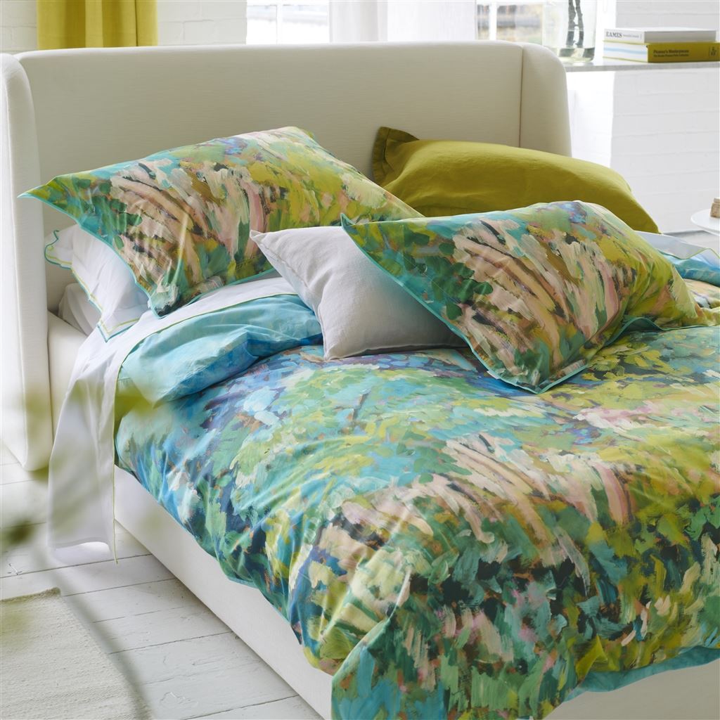 Foret Impressionniste Celadon Cotton Bed Linen