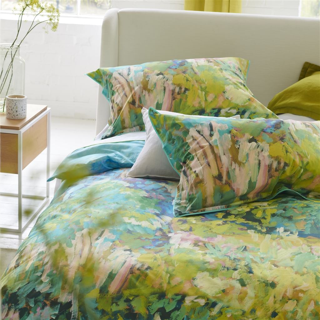 Foret Impressionniste Celadon Cotton Bed Linen