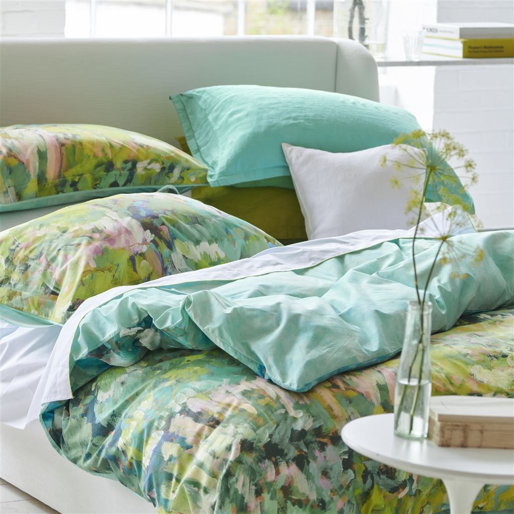 Foret Impressionniste Celadon Cotton Bed Linen