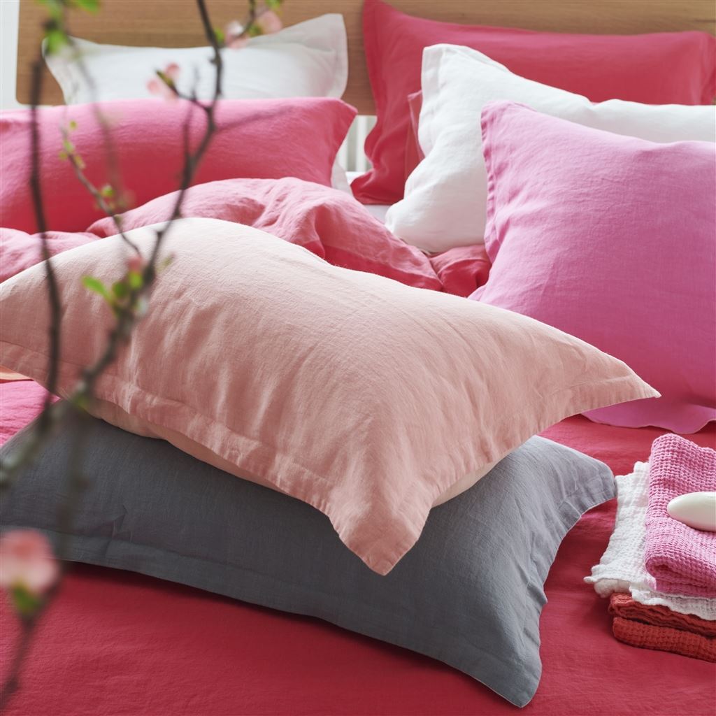 Biella Cerise & Hibiscus Linen Bed Linen