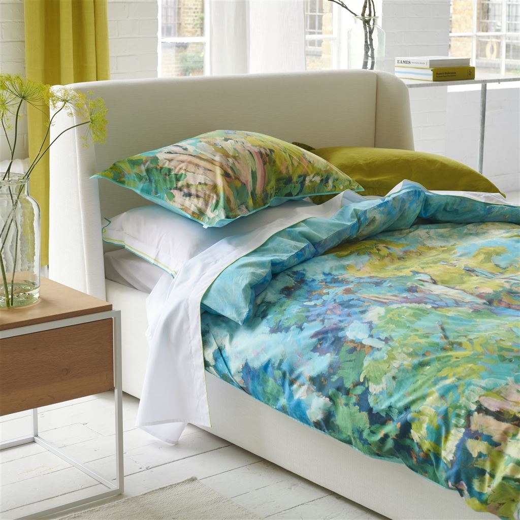 Foret Impressionniste Celadon Cotton Bed Linen