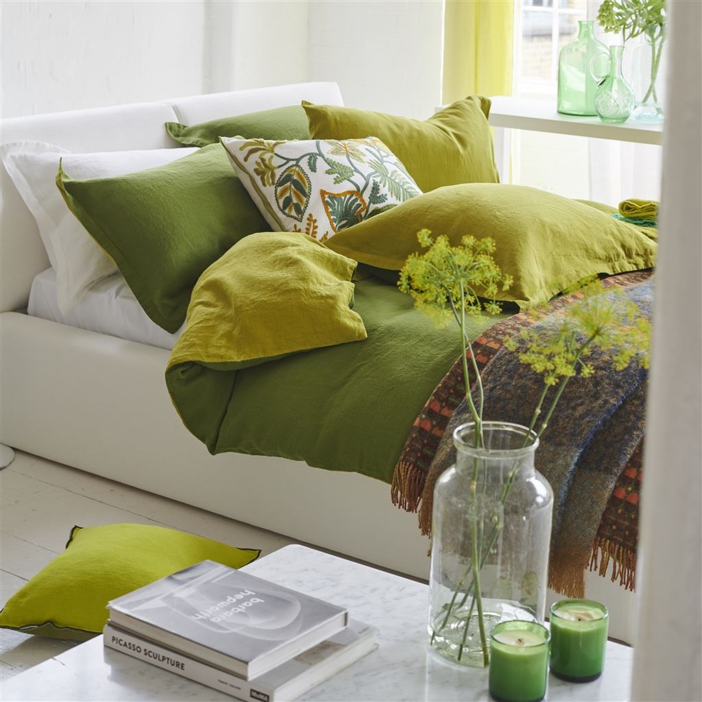 Biella Olive & Lime Linen Bed Linen