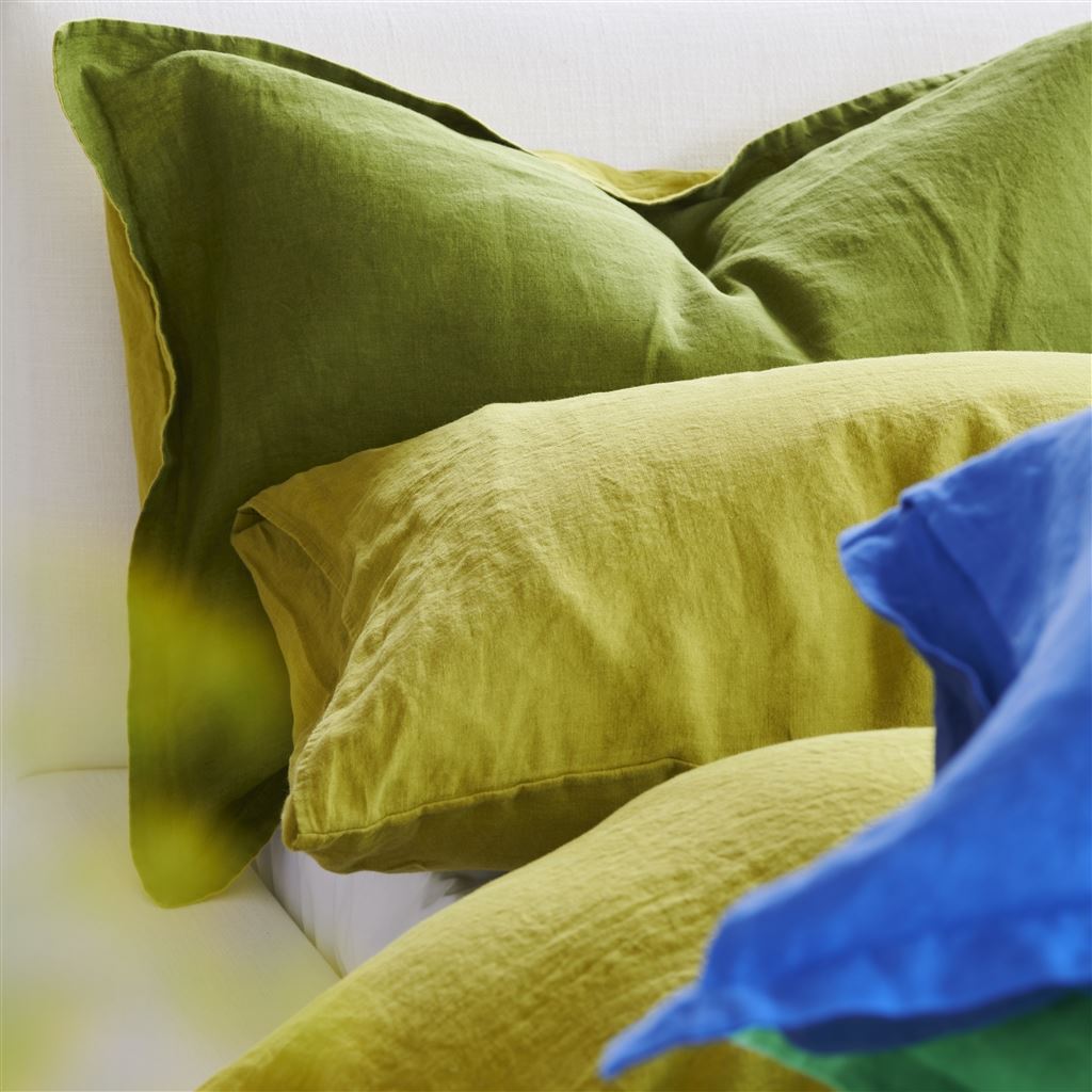 Biella Olive & Lime Linen Bed Linen