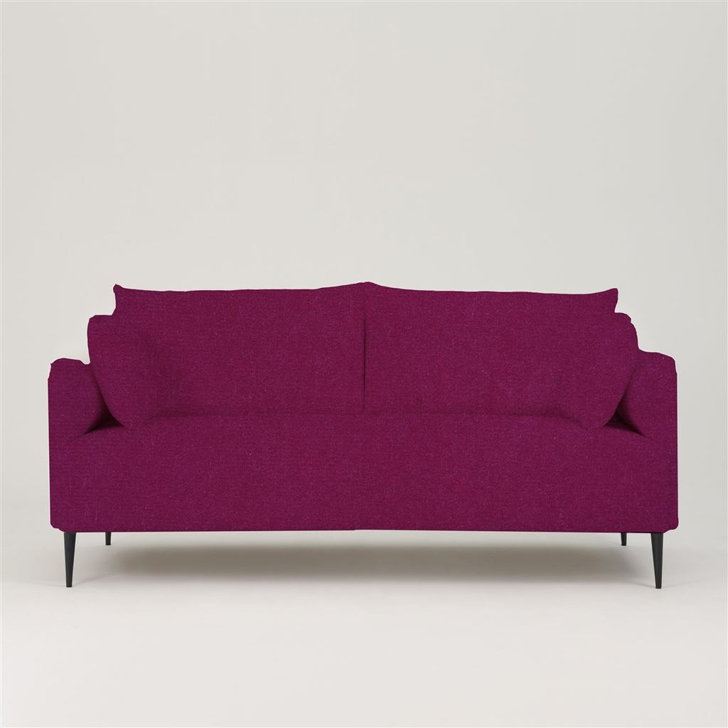 Positano 2.5 seater - Matt Black Legs - Cassia Velvet Fuchsia