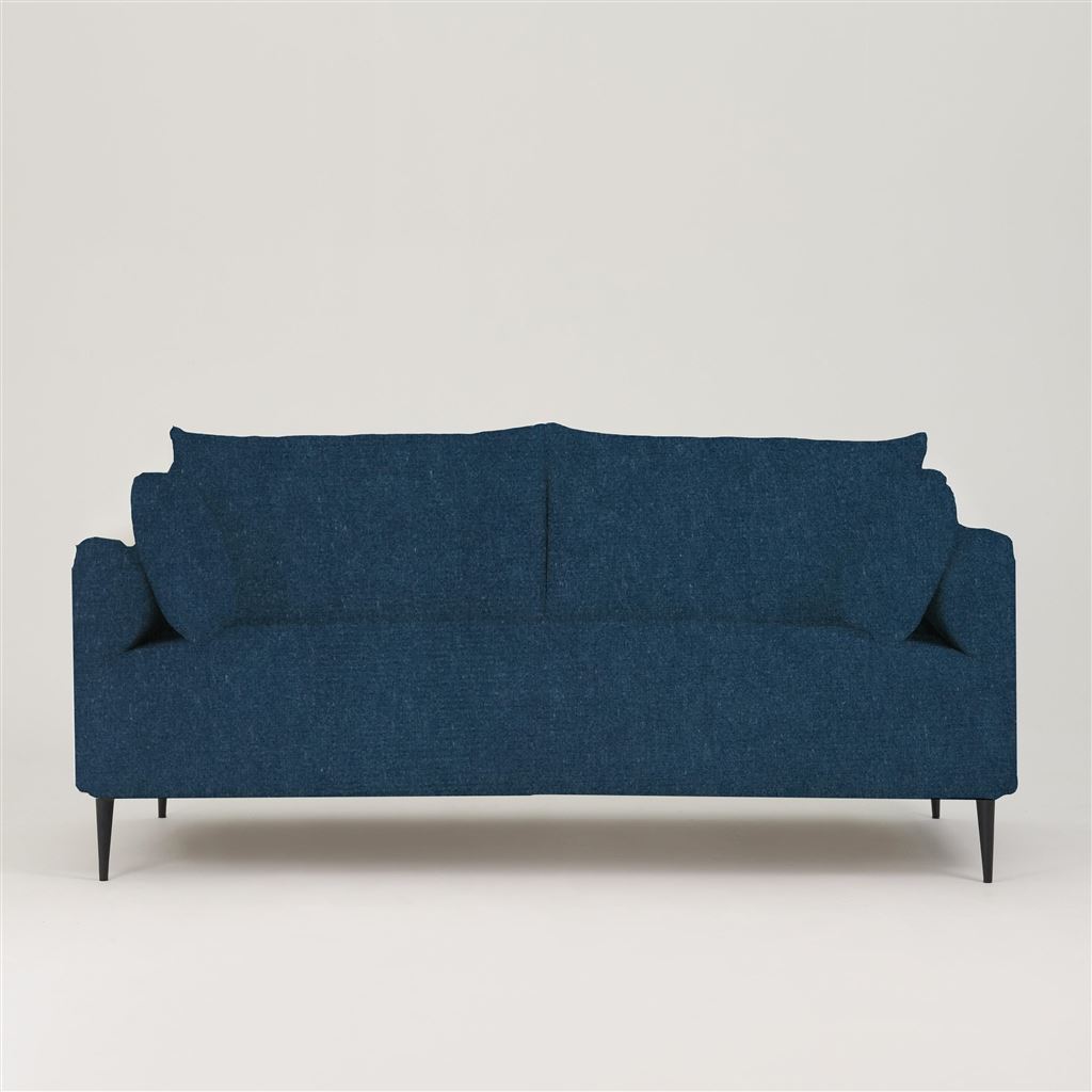 Positano 3 seater - Matt Black Legs - Cassia Velvet Prussian