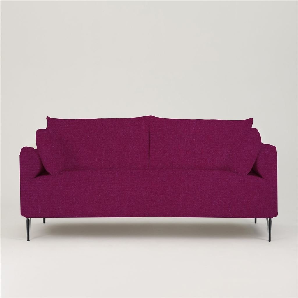 Positano 2.5 seater - Polished Steel Legs - Cassia Velvet Fuchsia