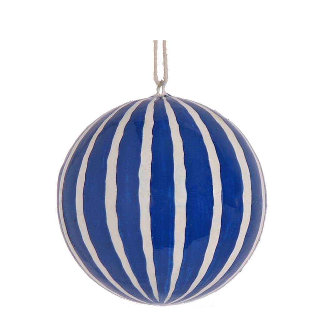 Cobalt Striped Christmas Decorations Set Of 3  