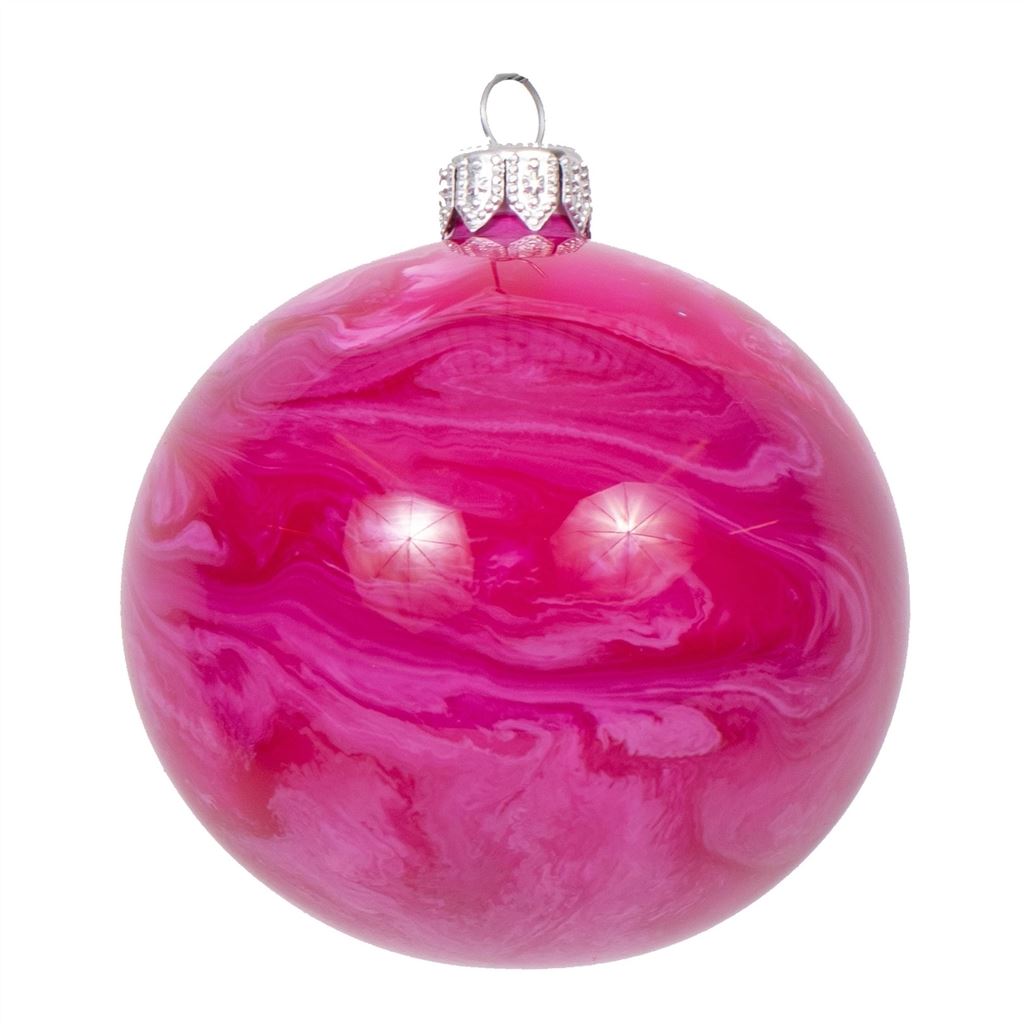 Fuchsia Marbled Christmas Decorations Set Of 3  