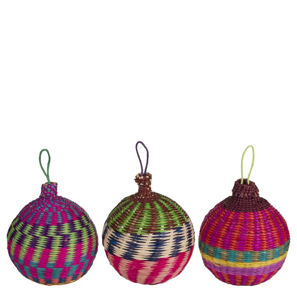 Small Rattan Christmas Decorations Set of 3