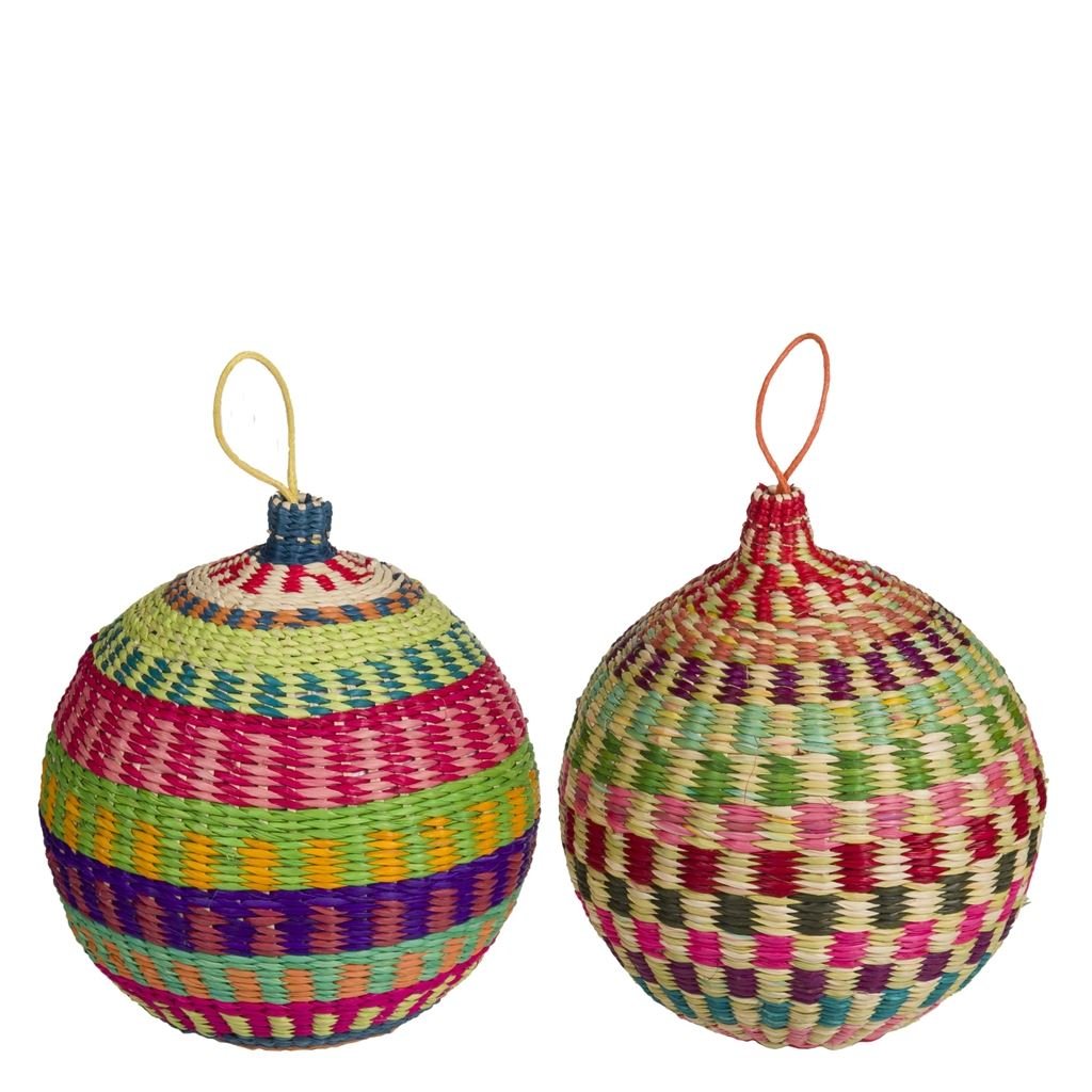 Large Rattan Christmas Decorations Set of 2