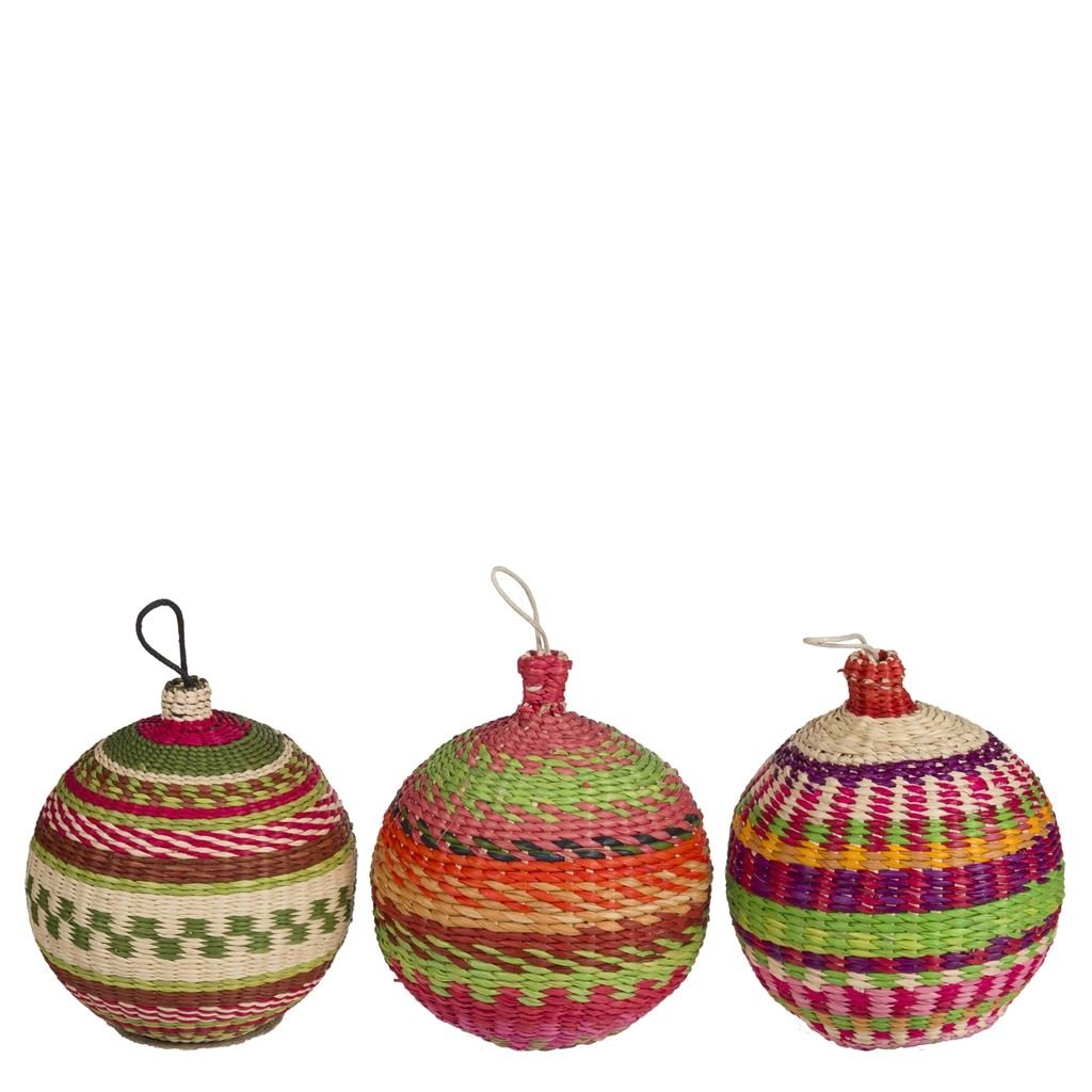 Medium Rattan Christmas Decorations Set of 3