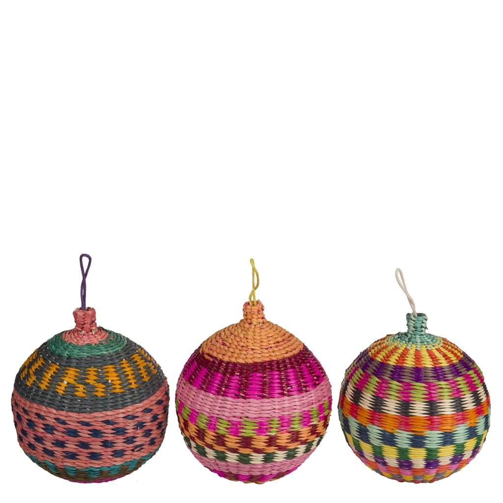 Medium Rattan Christmas Decorations Set of 3