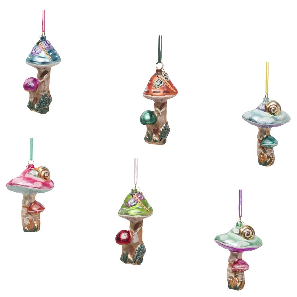 Nathalie Lete Mushroom Christmas Decoration set of 5 