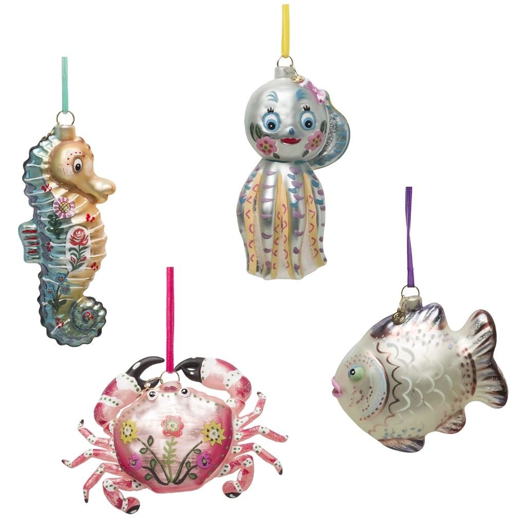 Nathalie Lete Seahorse Christmas Decoration Set Of 4  