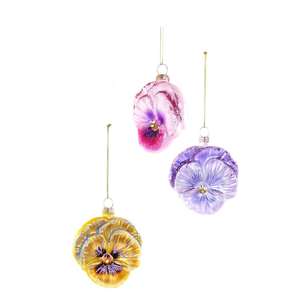 Pansy Christmas Decorations Set Of 3 