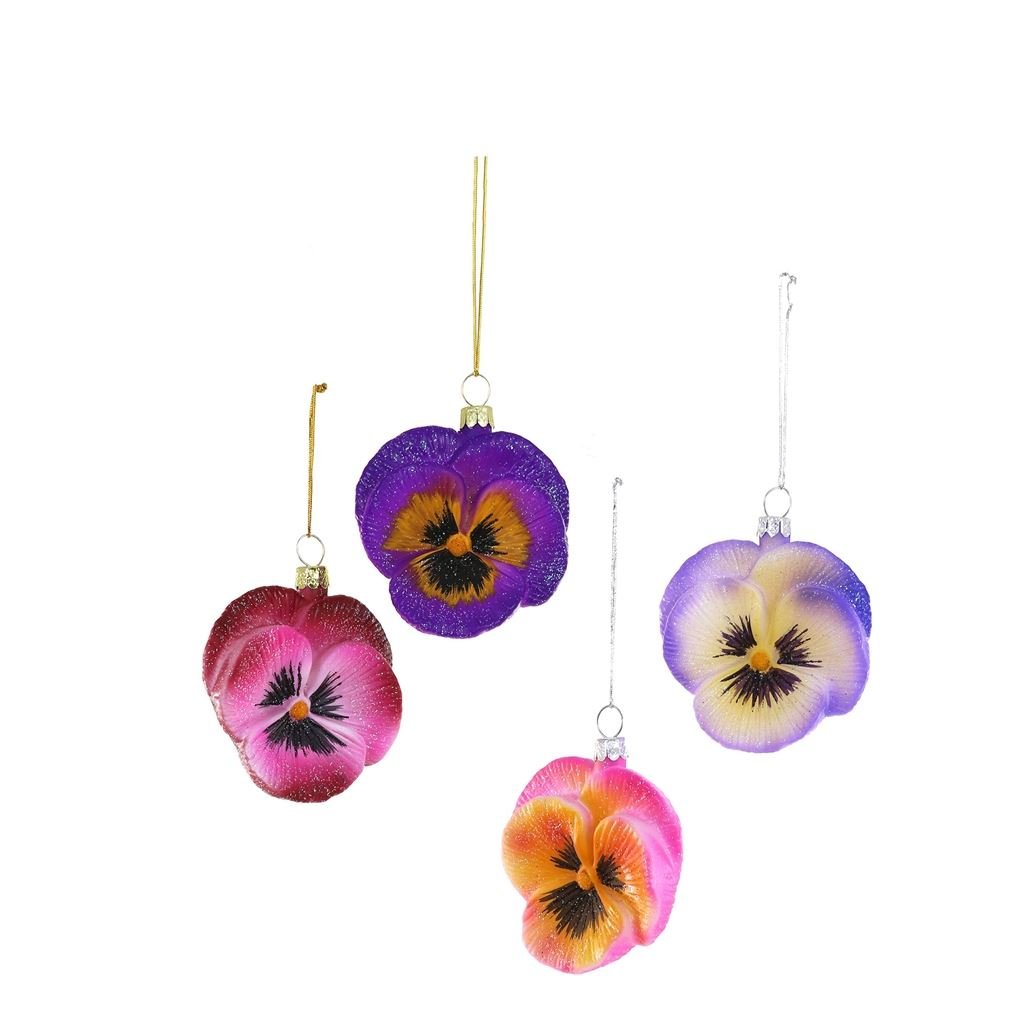 Pansy Christmas Decorations Set Of 4