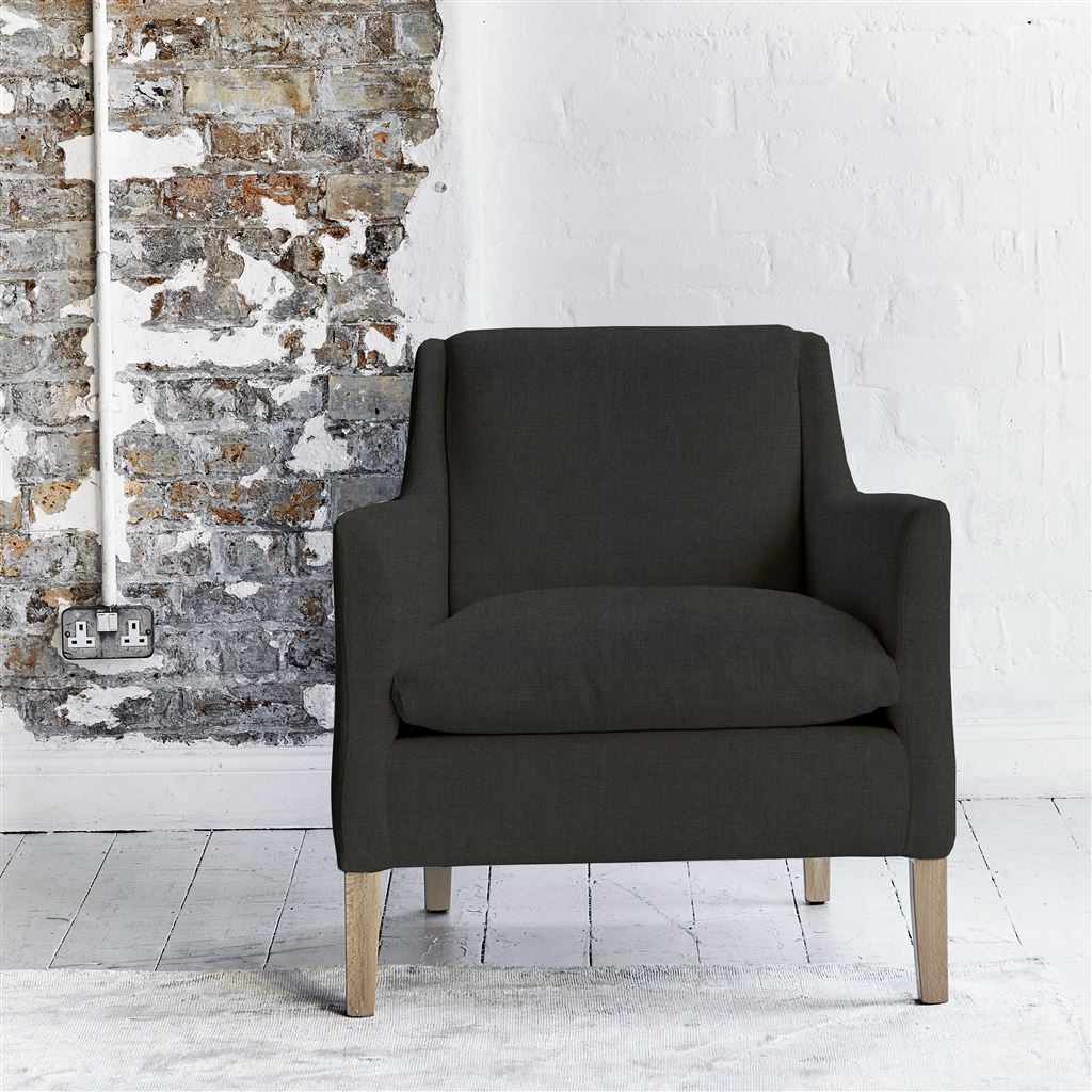 Milan Chair - Brera Lino - Charcoal - Beech Leg