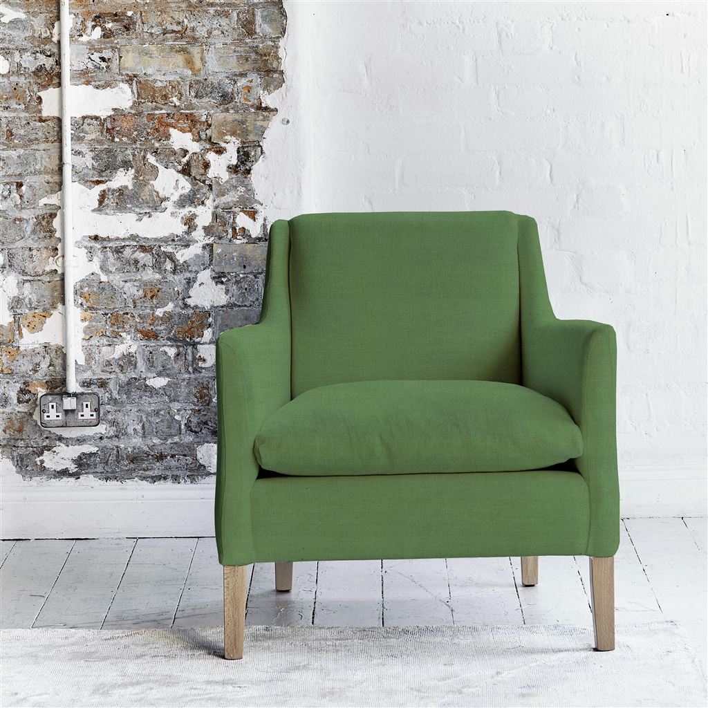 Milan Chair - Brera Lino - Emerald - Beech Leg