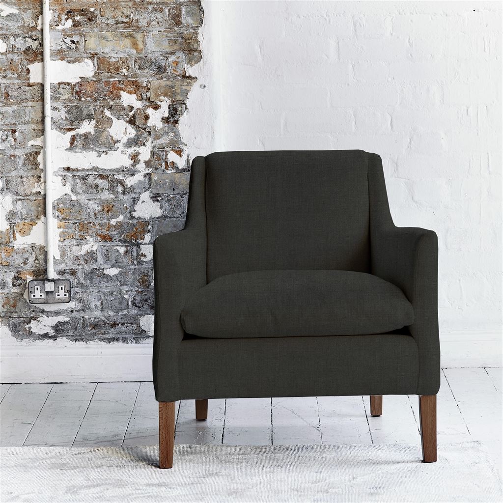 Milan Chair - Brera Lino - Charcoal - Walnut Leg